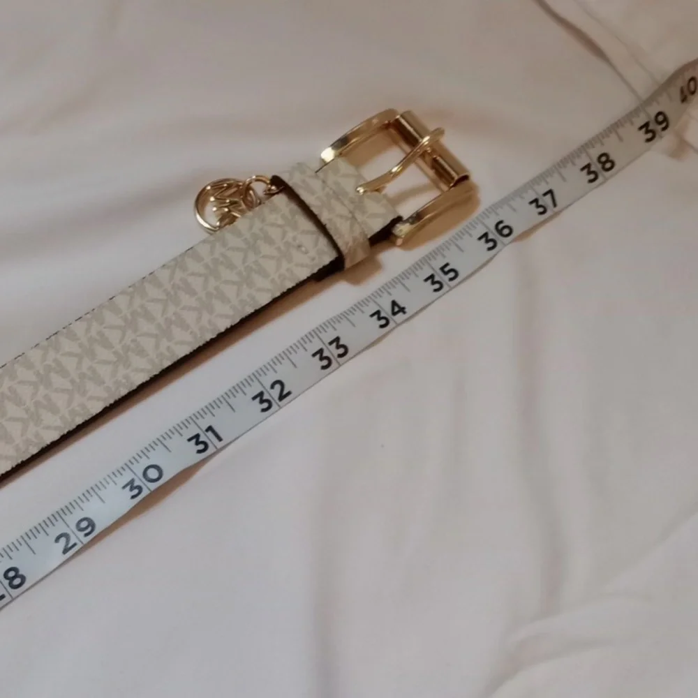 Michael Kors Vanilla Belt with Gold Buckle, Medium